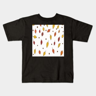 Autumn Leaf Pattern Graphic Design Orange, Rust & Yellow Background Beautiful Fall Kids T-Shirt